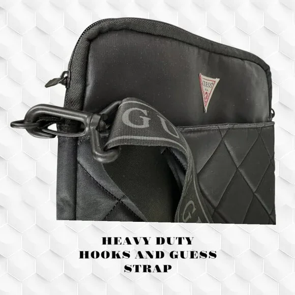 Guess Black Laptop Bag with Quilted Texture and Adjustable Strap - Picture 9 of 10